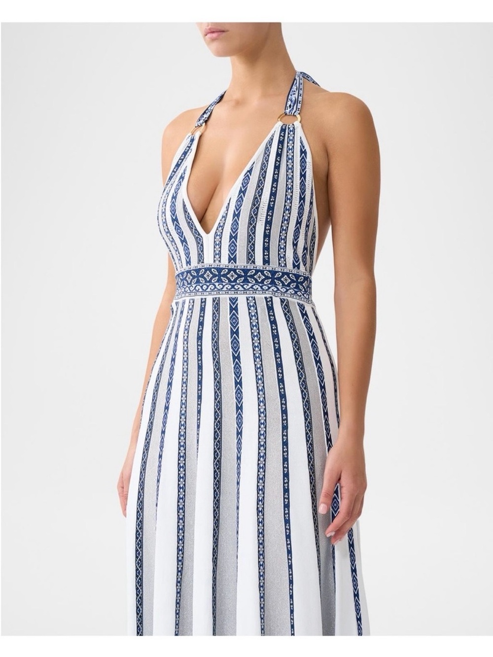 Camilla Halter Knit Dress with Silk Tie - Picture 3 of 9